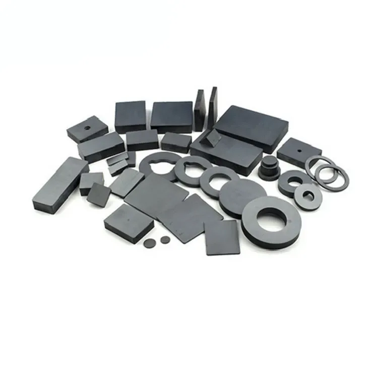 Variety of ceramic ferrite magnets (disc, ring, block shapes) for crafts, custom shapes available