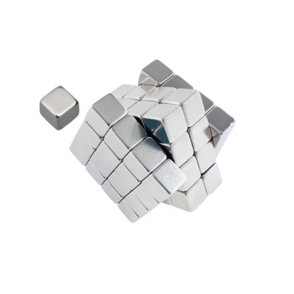 Set of 5mm neodymium magnet cubes forming creative structures for educational play