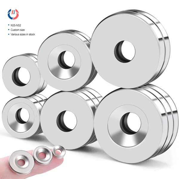 Custom neodymium magnet rings in grades N38, N42, N45, N48, N50, N52 with strong magnetic force